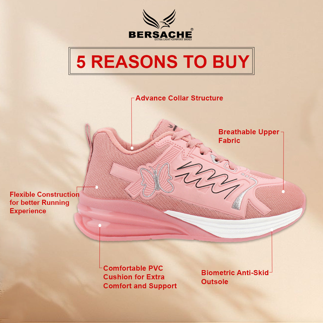 Bersache Casual Sneaker shoe for Women| Soft Cushioned Insole , Slip-Resistance Casuals For Women's-(8140-Pink)