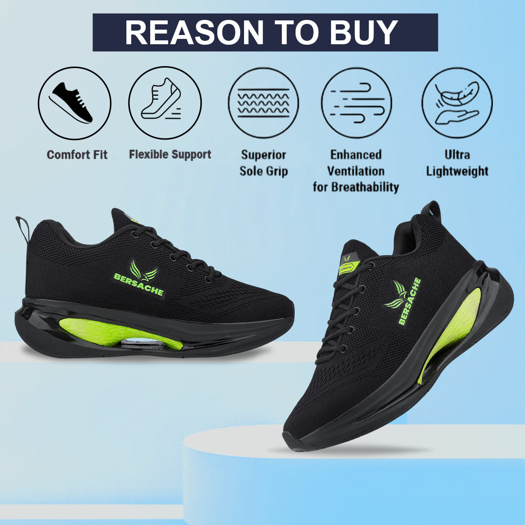 Bersache Premium Sports , Walking,Gym, Cricket, Trending  Running Shoes For Men's (Green-9228)