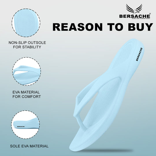 Bersache Extra Soft Classic Casual with  Regular wear with Ultra Soft & Flexibility Technology Flip-Flop for Women's & Girl's (6252-Sky-Blue)