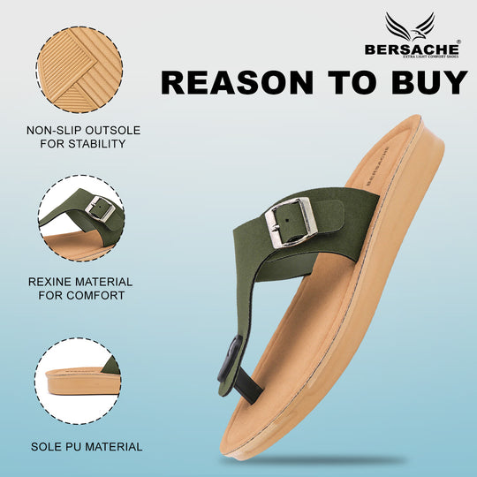 Bersache Extra Soft Classic Casual with  Regular wear with Ultra Soft & Flexibility Technology Flip-Flop for Women's & Girl's (6258-Green)