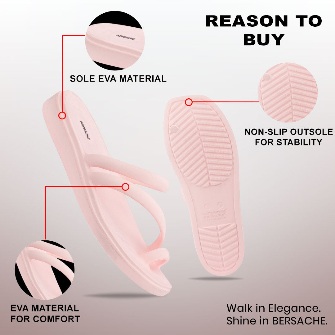 Bersache Extra Soft Classic Casual  with  Regular wear with Ultra Soft & Flexibility Technology Flip-Flop for Women's-(6305-Pink).