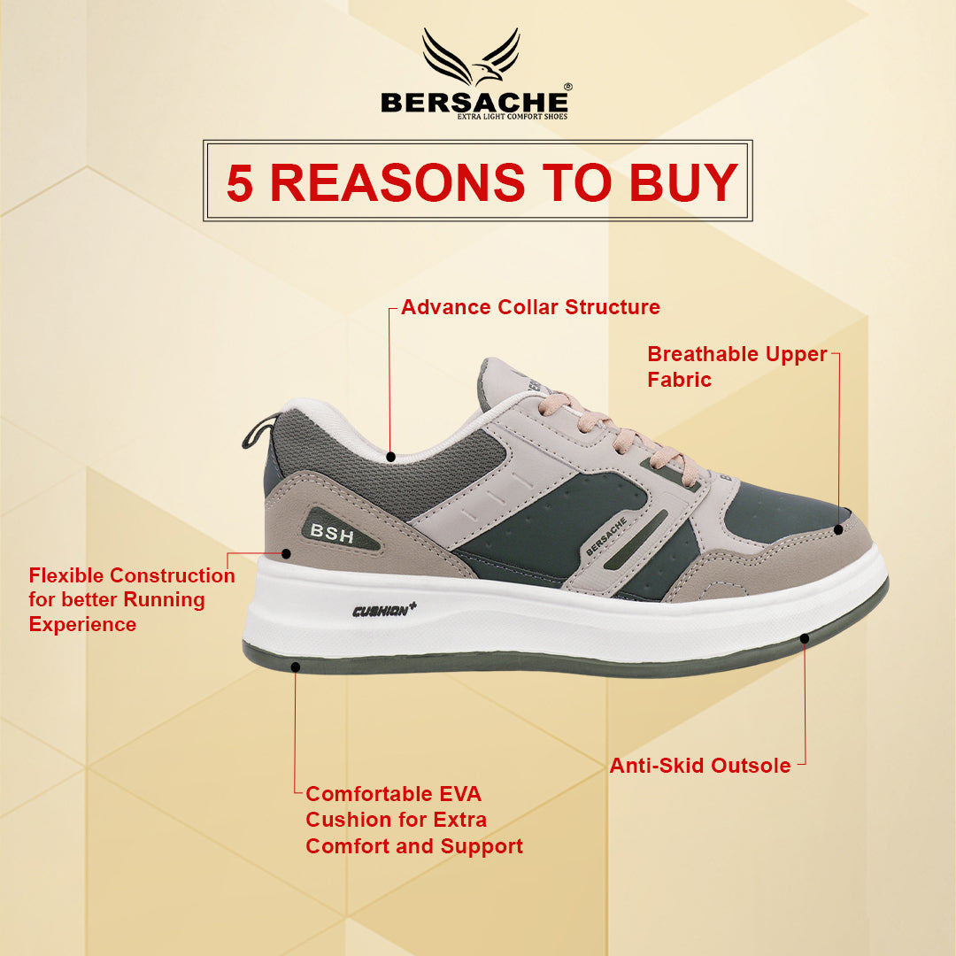 Bersache Casual Sneaker shoe for Men| Soft Cushioned Insole , Slip-Resistance Casuals For Men (Brown-Beige-8143)