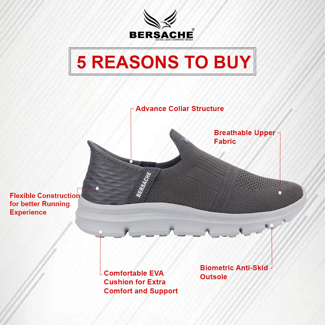 Bersache Premium Sports,Gym, Trending Stylish Running Shoes For Men (8076-Grey)