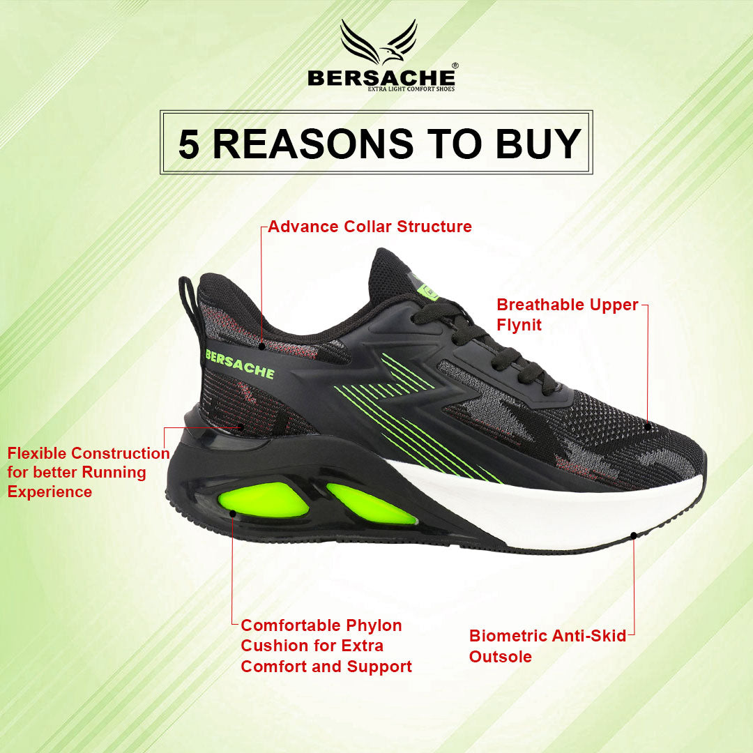 Bersache Casual Sneaker shoe for Men| Soft Cushioned Insole , Slip-Resistance Casuals For Men (Black-9218).