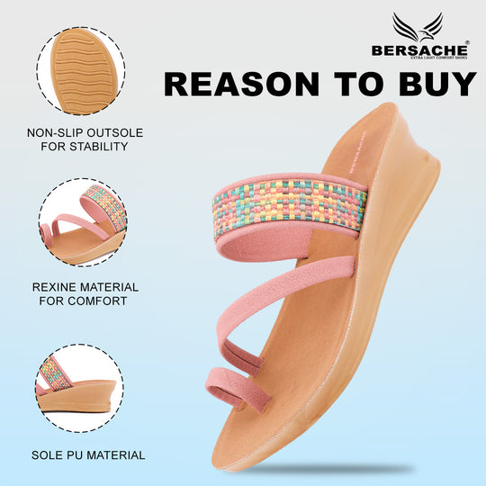 Bersache Extra Soft Classic Casual with  Regular wear with Ultra Soft & Flexibility Technology Flip Flop For women's/Girl's-(Pink-6241)