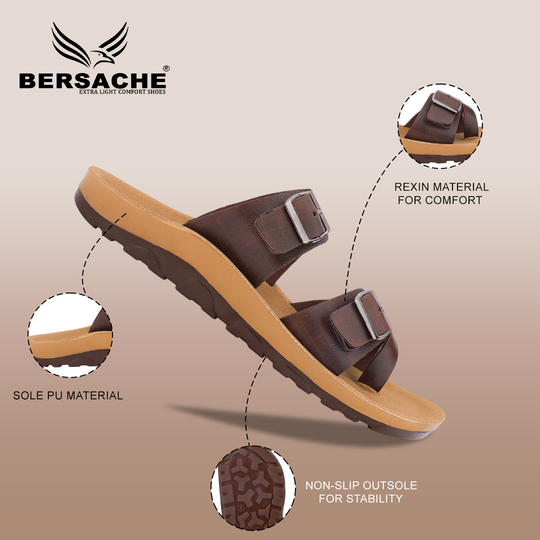 Bersache Extra Soft Classic Casual with  Regular wear with Ultra Soft & Flexibility Technology Sandal For Men's & Boy's-Brown-6217