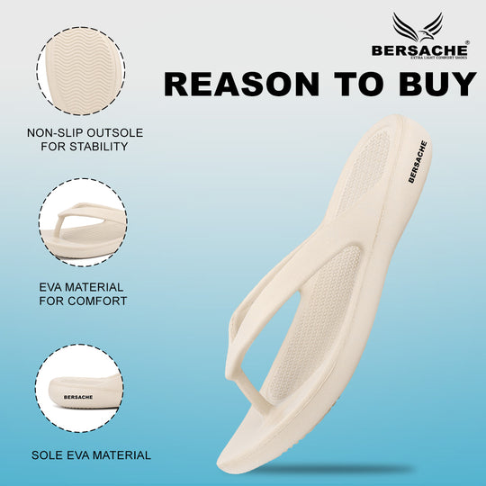 Bersache Extra Soft Classic Casual with  Regular wear with Ultra Soft & Flexibility Technology Flip-Flop for Women's & Girl's (6254-Beige)