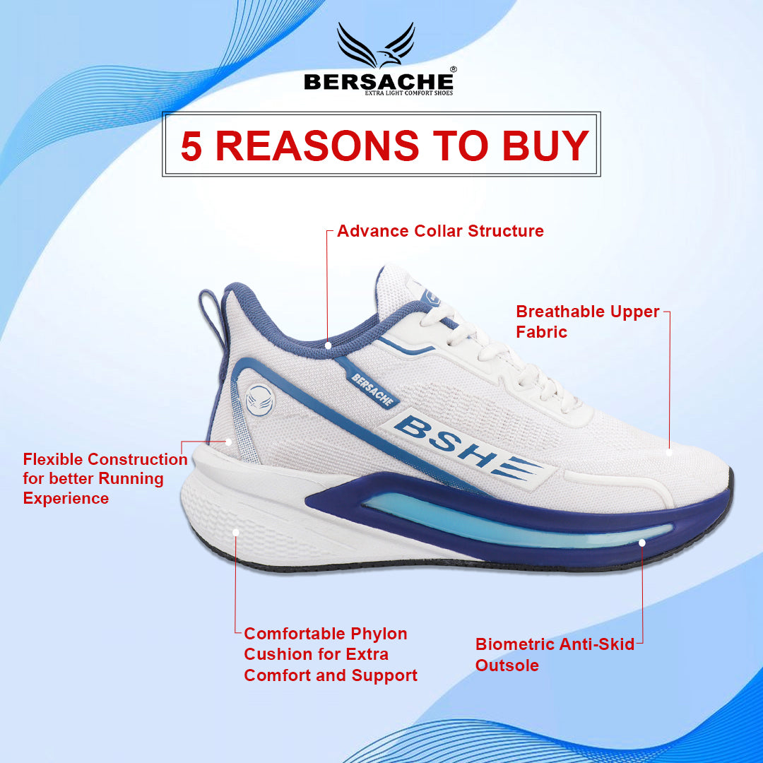 Bersache Casual Sneaker shoe for Men| Soft Cushioned Insole , Slip-Resistance Casuals For Men (White-9211)