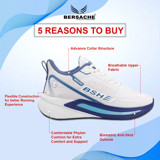 Bersache Casual Sneaker shoe for Men| Soft Cushioned Insole , Slip-Resistance Casuals For Men (White-9211)
