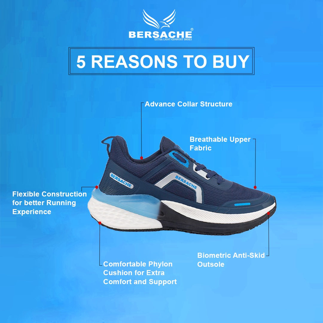 Bersache Premium Sports,Gym, Trending Stylish Running Shoes For Men (9205-Blue)