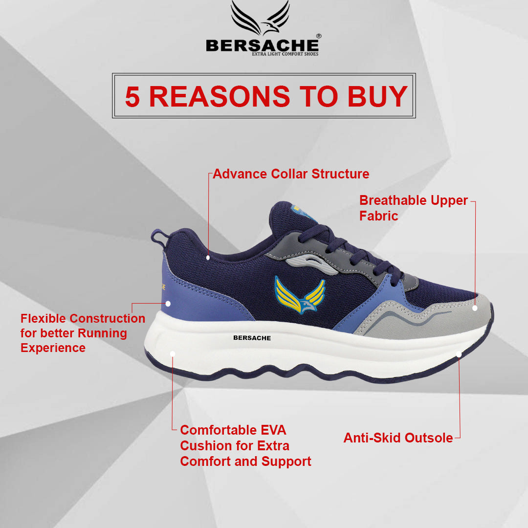 Bersache Casual Sneaker shoe for Men| Soft Cushioned Insole , Slip-Resistance Casuals For Men (Blue-8150)