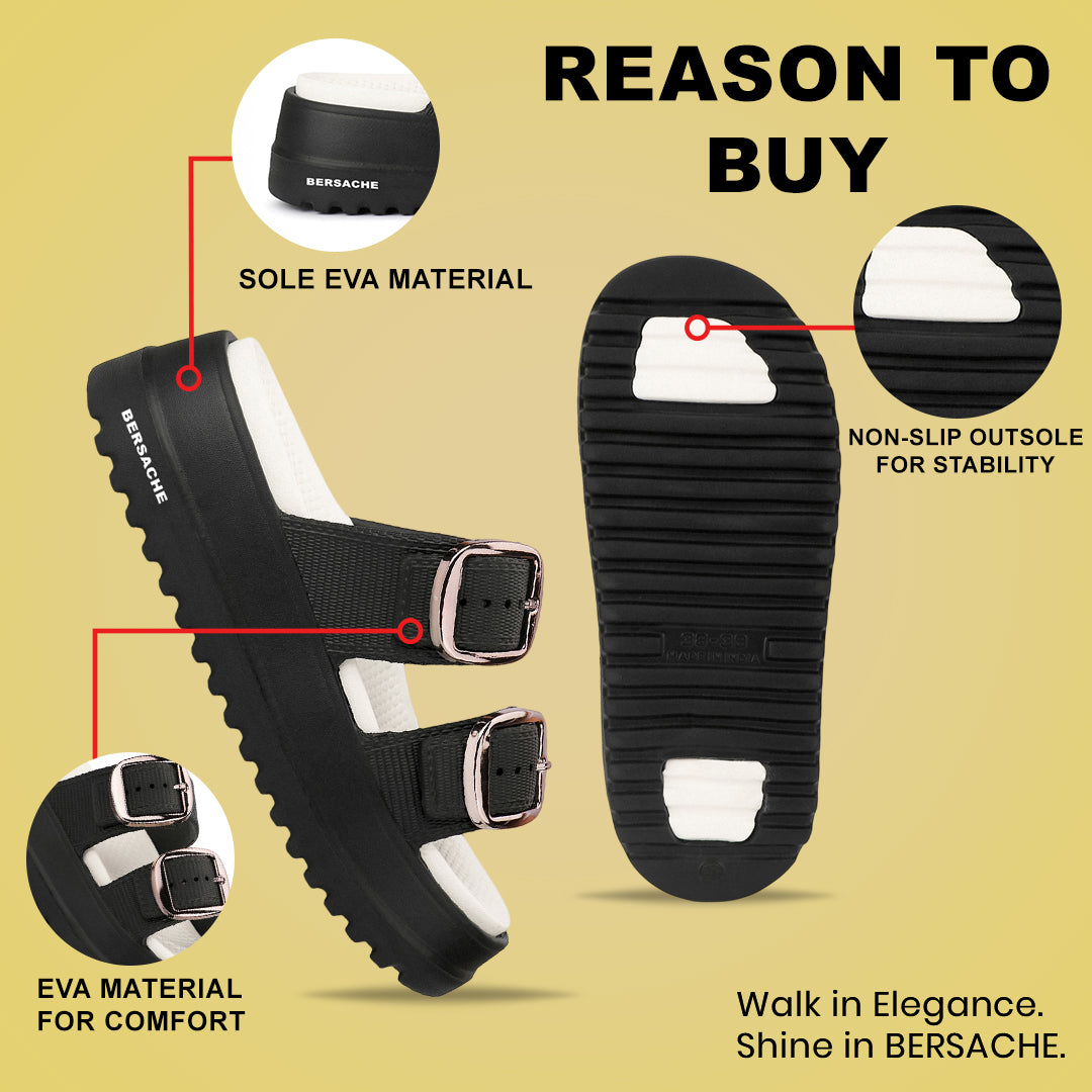 Bersache Extra Soft Classic Casual  with  Regular wear with Ultra Soft & Flexibility Technology Flip-Flop for Women's-(6362-Black).