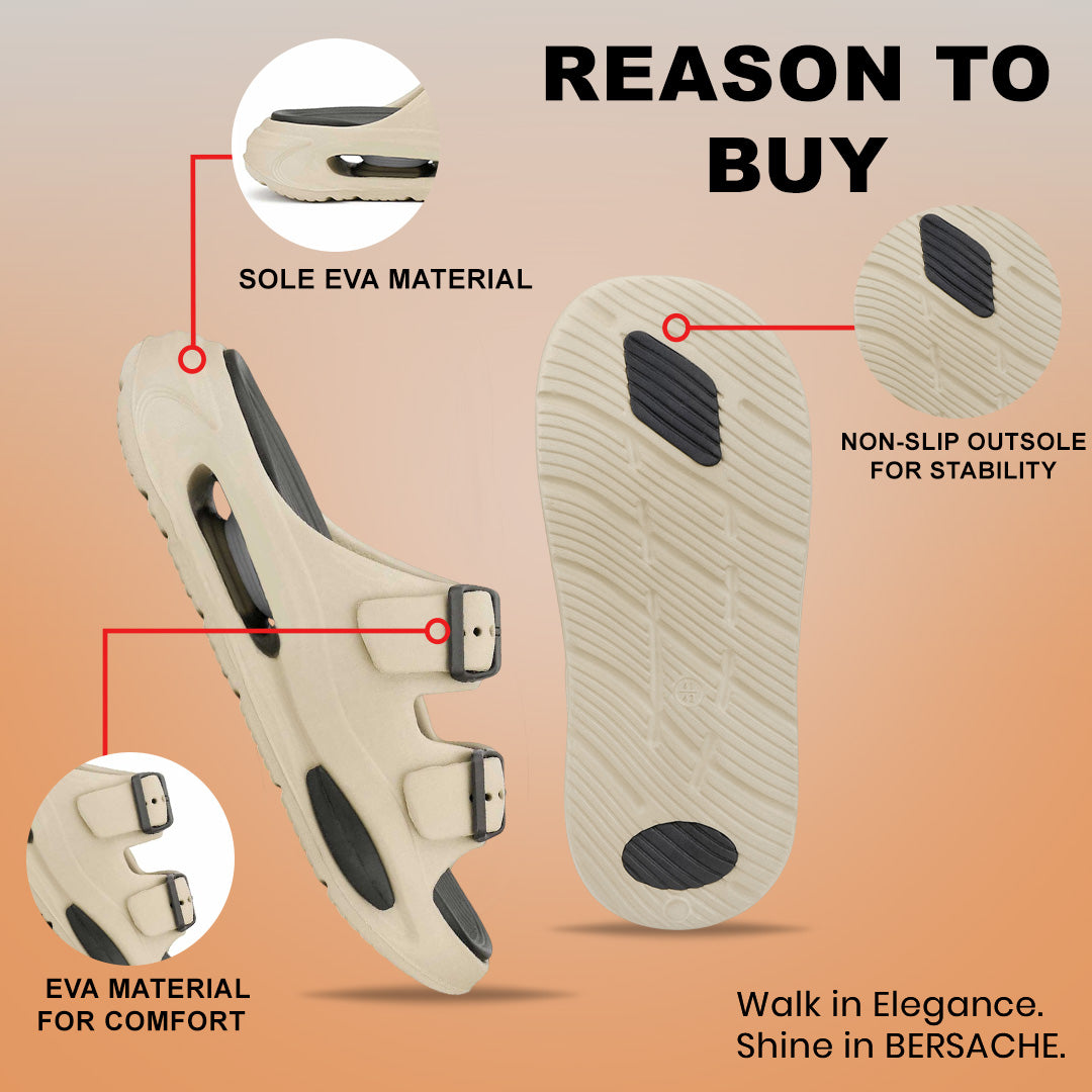 Bersache Extra Soft Classic Casual CHAPPAL with  Regular wear with Ultra Soft & Flexibility Technology  Slippers for Men's-(6346-Beige & Black).
