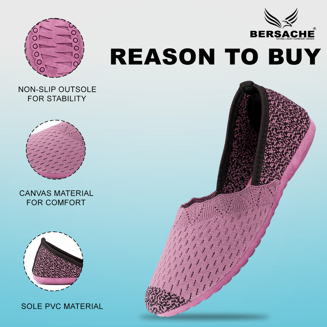 BERSACHE Women's CASUAL – Lightweight, Breathable & Comfortable Daily Wear Shoes(Pink-6273).