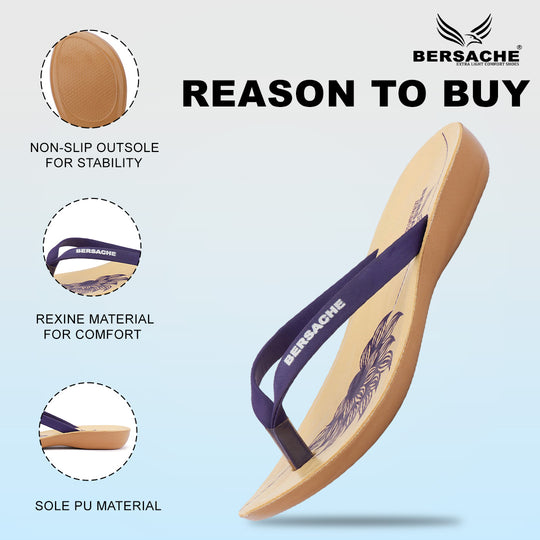 Bersache Extra Soft Classic Casual with  Regular wear with Ultra Soft & Flexibility Technology Flip-Flop for Women's & Girl's (6247-Purple)