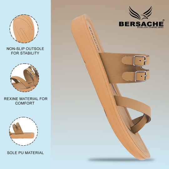 Bersache Extra Soft Classic Casual with  Regular wear with Ultra Soft & Flexibility Technology Flip Flop For women's/Girl's-(Beige-6226)