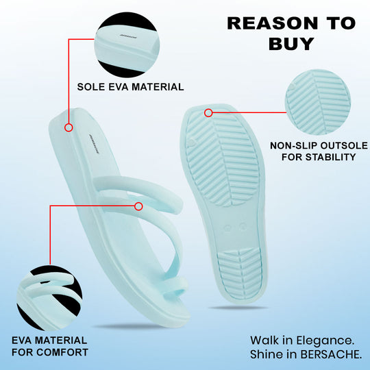 Bersache Extra Soft Classic Casual  with  Regular wear with Ultra Soft & Flexibility Technology Slipper for Women's-(6303-Blue)