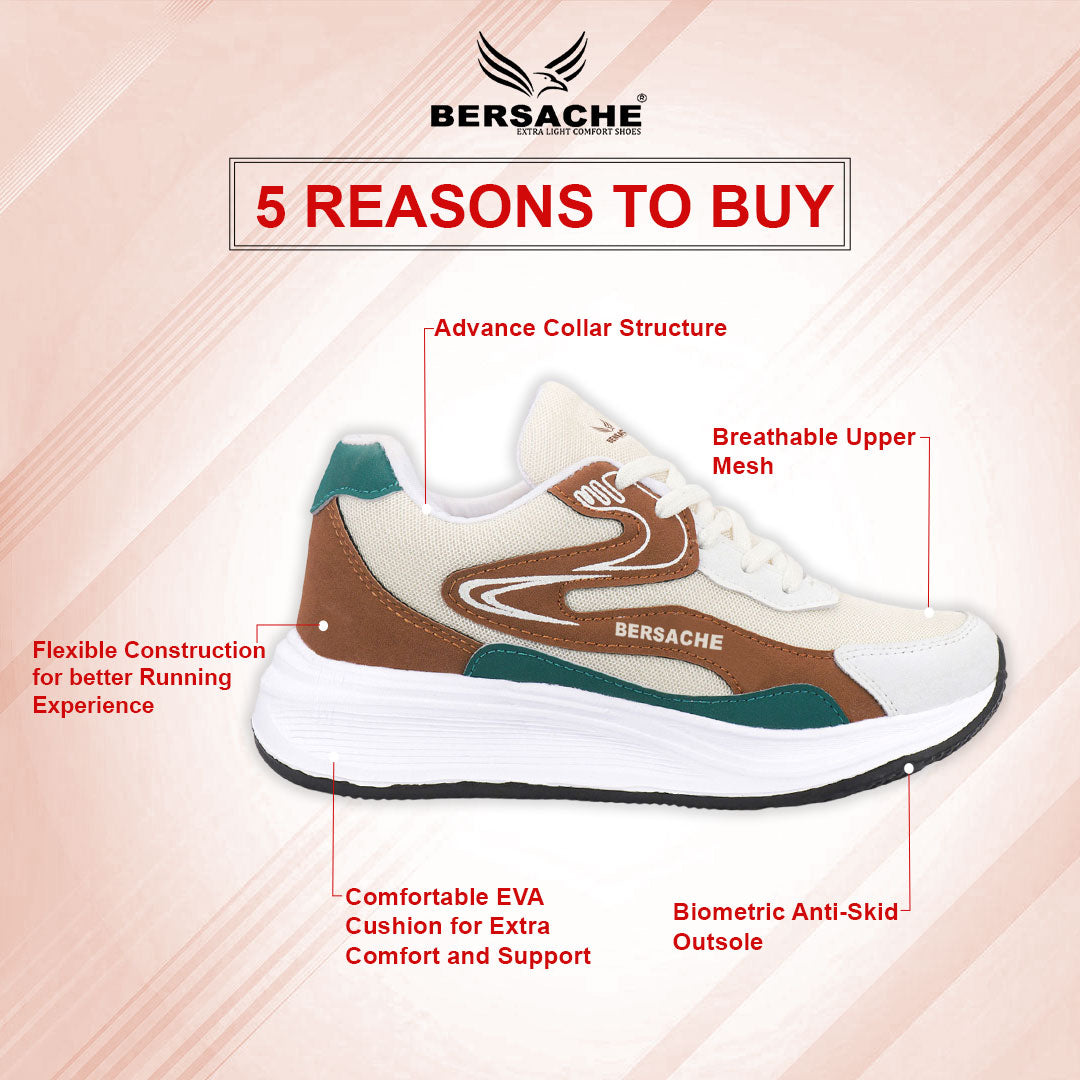 Bersache Casual Sneaker shoe for Men| Soft Cushioned Insole , Slip-Resistance Casuals For Men (Brown-8137)