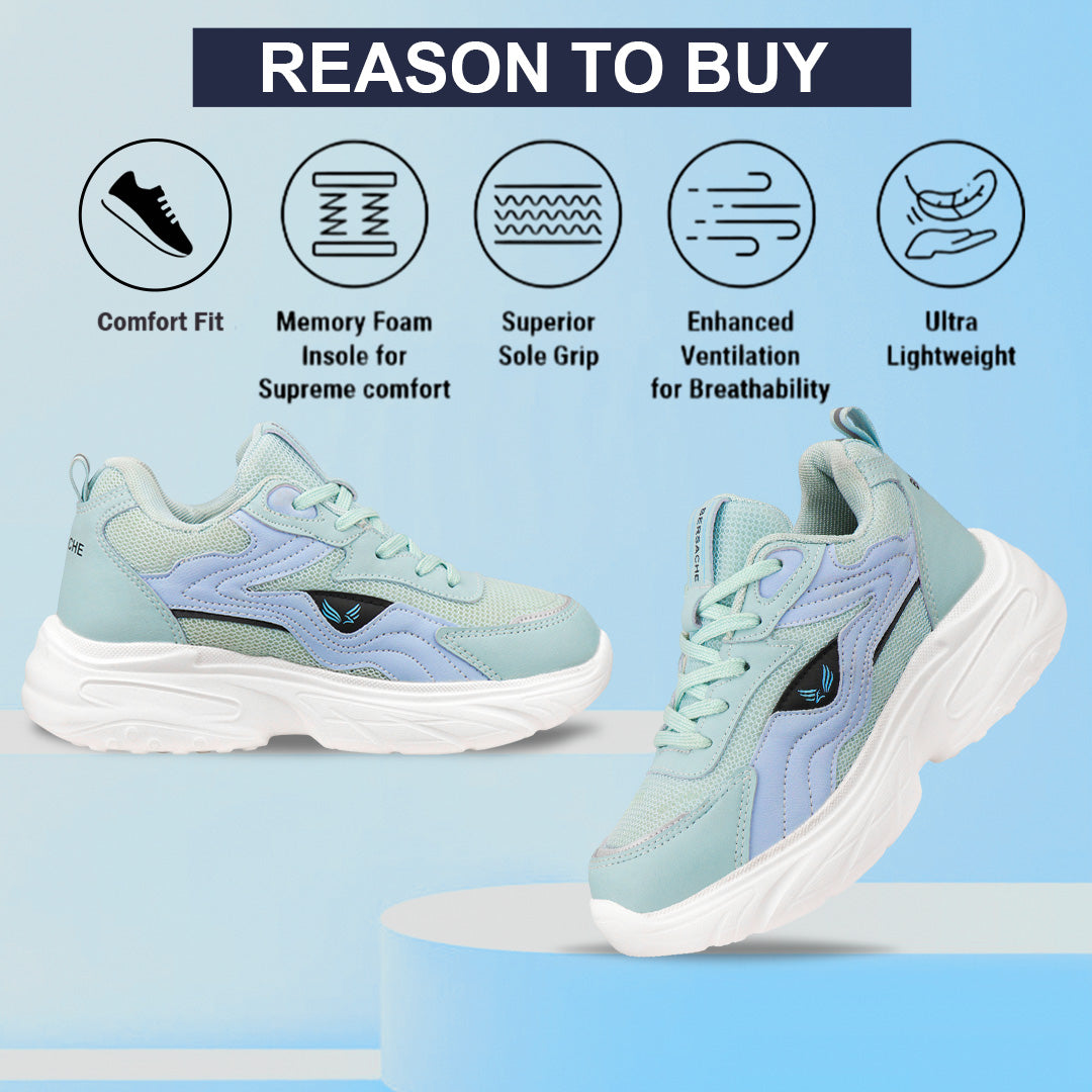 Bersache Premium Sports ,Gym, Trending Stylish Running Colour Changing shoes for Women (8104-Blue)