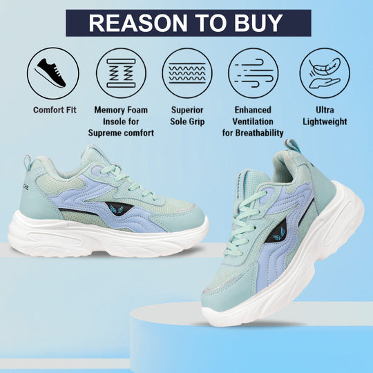 Bersache Premium Sports ,Gym, Trending Stylish Running Colour Changing shoes for Women (8104-Blue)