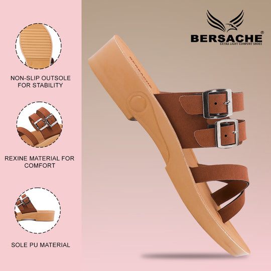 Bersache Extra Soft Classic Casual with  Regular wear with Ultra Soft & Flexibility Technology Slipper For Women's & Girl's-(6238-Brown)