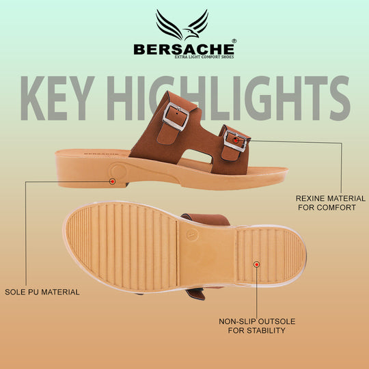 Bersache Extra Soft Classic Casual with  Regular wear with Ultra Soft & Flexibility Technology Sandal's For Women's & Girl's-Brown-6234