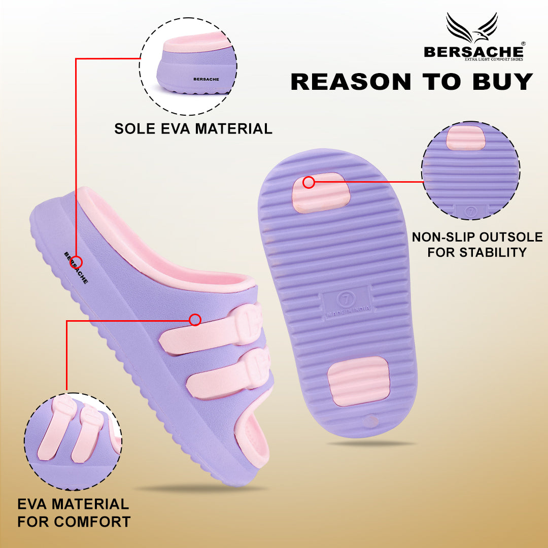Bersache Extra Soft Classic Casual CHAPPAL with  Regular wear with Ultra Soft & Flexibility Technology Clog's for Kids's - Purple -6322.