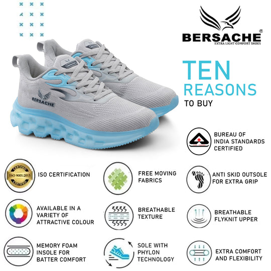 Bersache Sneaker, Loafers ,Casual With Extra Comfort Sneakers For Mens  (9198-Grey)