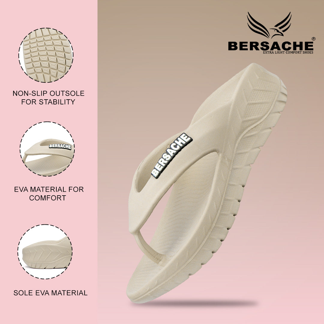 Bersache Extra Soft Classic Casual with  Regular wear with Ultra Soft & Flexibility Technology Slipper For Men's & Boy's-Beige-6256