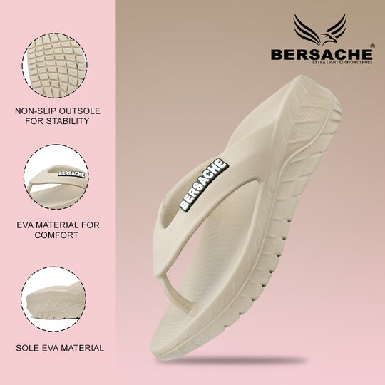 Bersache Extra Soft Classic Casual with  Regular wear with Ultra Soft & Flexibility Technology Slipper For Men's & Boy's-Beige-6256