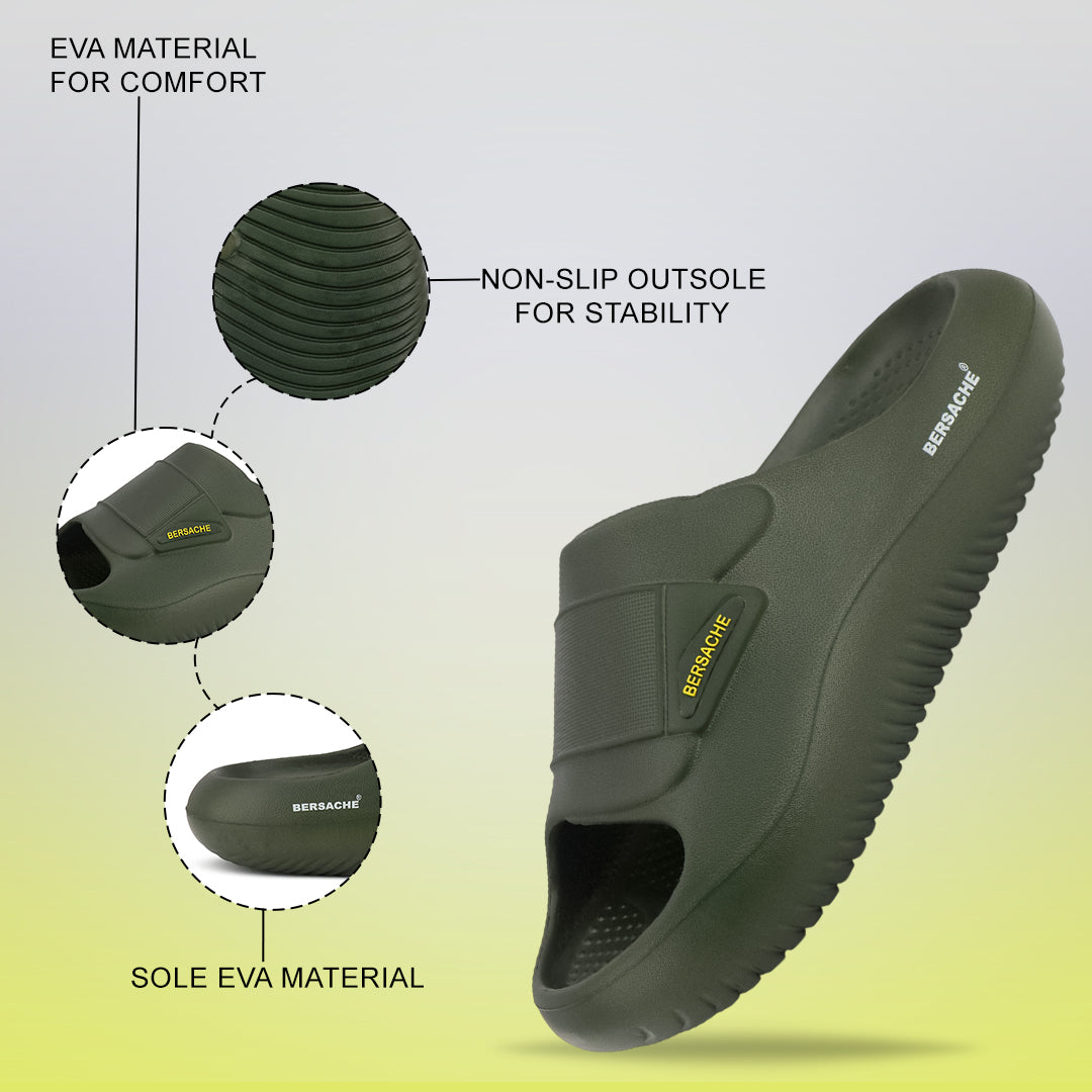 Bersache Extra Soft Classic Casual  with  Regular wear with Ultra Soft & Flexibility Technology Sandals for Men's-(6281-Green)