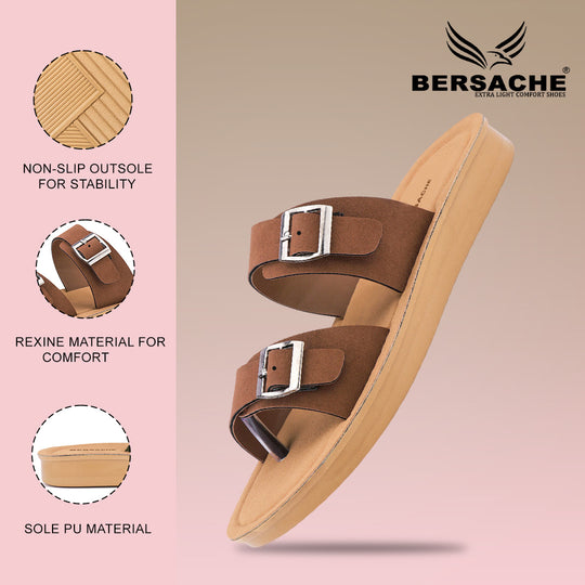 Bersache Extra Soft Classic Casual with  Regular wear with Ultra Soft & Flexibility Technology Slipper For Women's & Girl's-(Dark-Brown-6261)