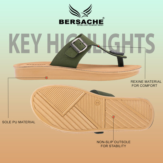 Bersache Extra Soft Classic Casual with  Regular wear with Ultra Soft & Flexibility Technology Sandal For Women's/Girl's-Green-6258