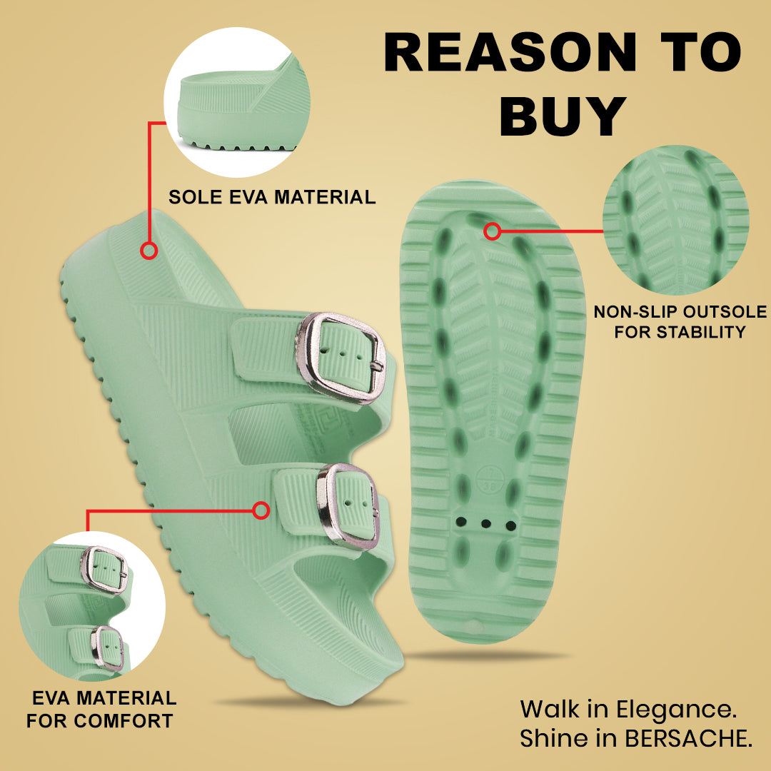 Bersache Extra Soft Classic Casual CHAPPAL with  Regular wear with Ultra Soft & Flexibility Technology  Slippers for Women's-(6296-Green).