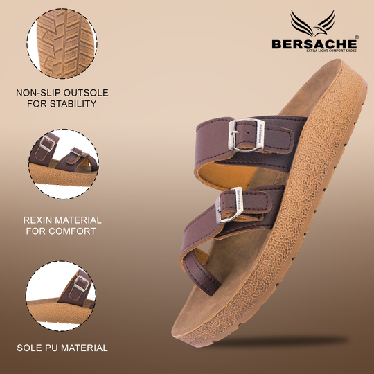 Bersache Extra Soft Classic Casual with  Regular wear with Ultra Soft & Flexibility Technology Slipper For Men's & Boy's-Brown-6224