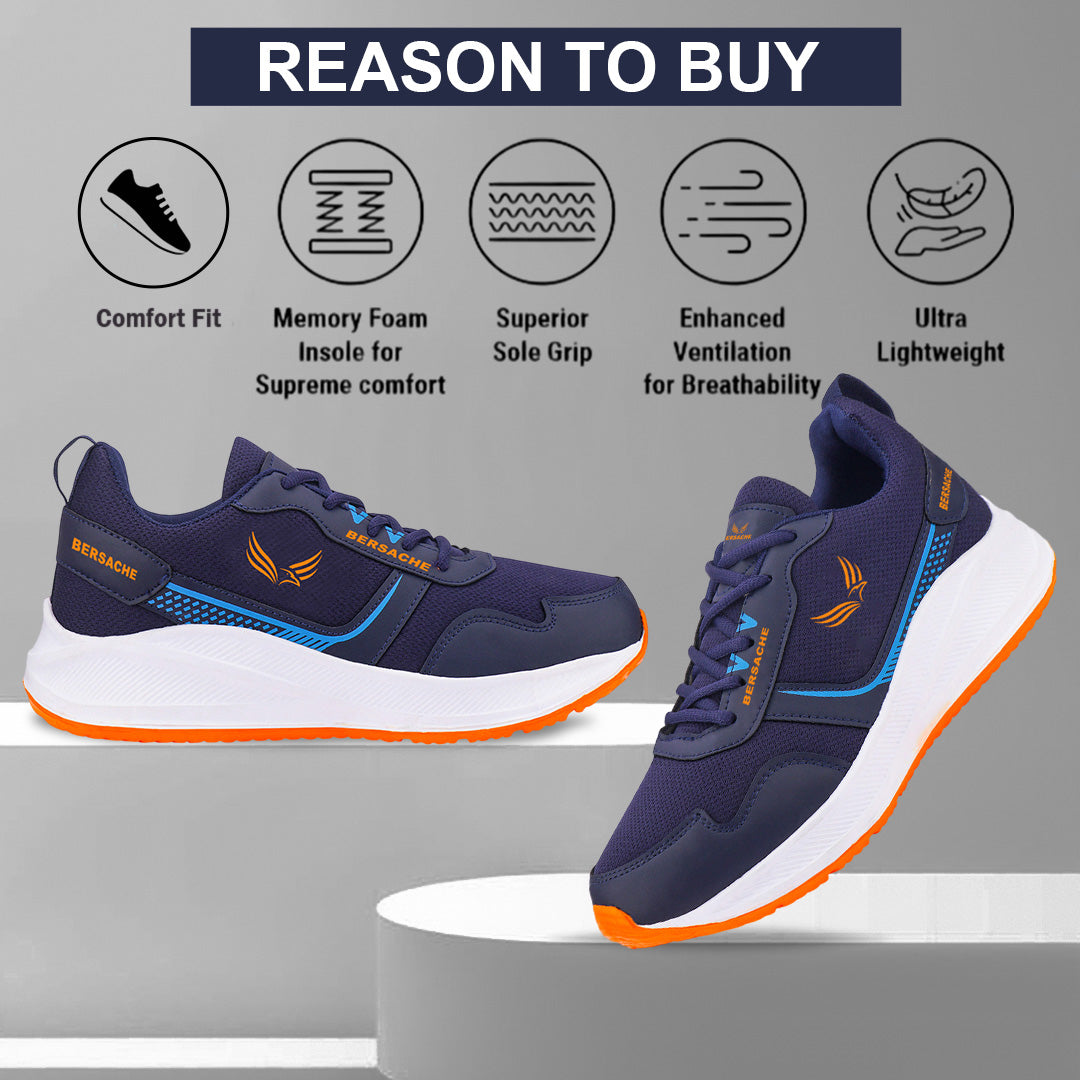 Bersache Premium Sports,Gym, Trending Stylish Running Shoes For Men (8107-Blue)