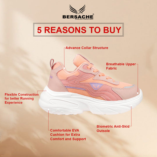 Bersache Sneaker, Loafers ,Casual with Extra comfort Sneaker Colour Changing shoes for Women (Pink-8105)