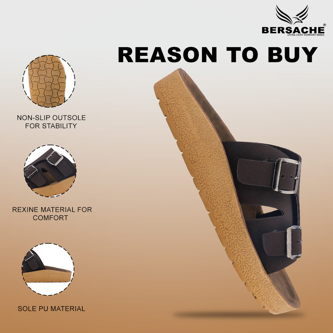 Bersache Extra Soft Classic Casual with  Regular wear with Ultra Soft & Flexibility Technology Sandal for Men's & Boy's-Dark Brown-6219