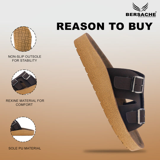 Bersache Extra Soft Classic Casual with  Regular wear with Ultra Soft & Flexibility Technology Sandal for Men's & Boy's-Dark Brown-6219
