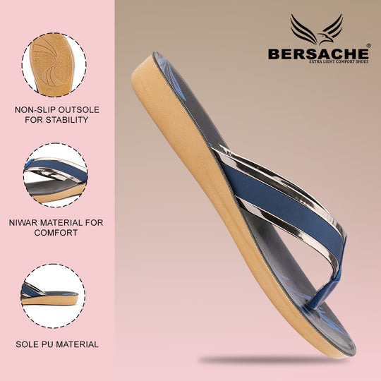 Bersache Extra Soft Classic Casual with  Regular wear with Ultra Soft & Flexibility Technology Slipper For Women's & Girl's-(6237-Blue)