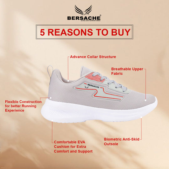 Bersache Lightweight Casual Sneaker Shoes For Men Light Grey-8085