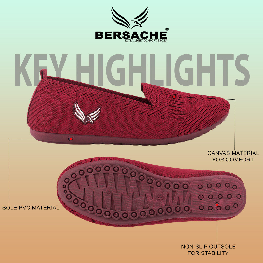 BERSACHE Women's SPORTS – Lightweight, Breathable & Comfortable Daily Wear Shoes(Red-6276).