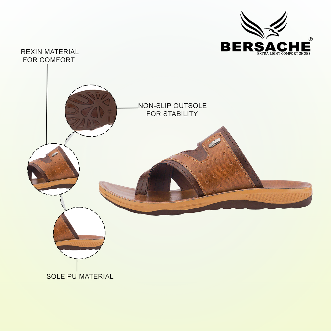Bersache Extra Soft Classic Casual with  Regular wear with Ultra Soft & Flexibility Technology Sandal For Men's & Boy's-Tan-6215