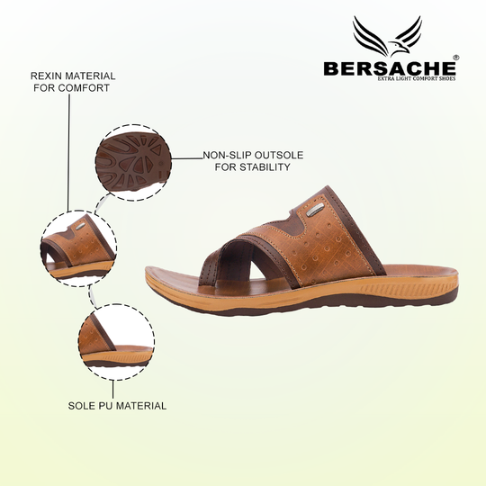 Bersache Extra Soft Classic Casual with  Regular wear with Ultra Soft & Flexibility Technology Sandal For Men's & Boy's-Tan-6215