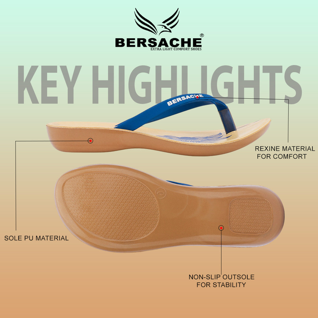 Bersache Extra Soft Classic Casual with  Regular wear with Ultra Soft & Flexibility Technology Slipper For Women's & Girl's-Blue-6246