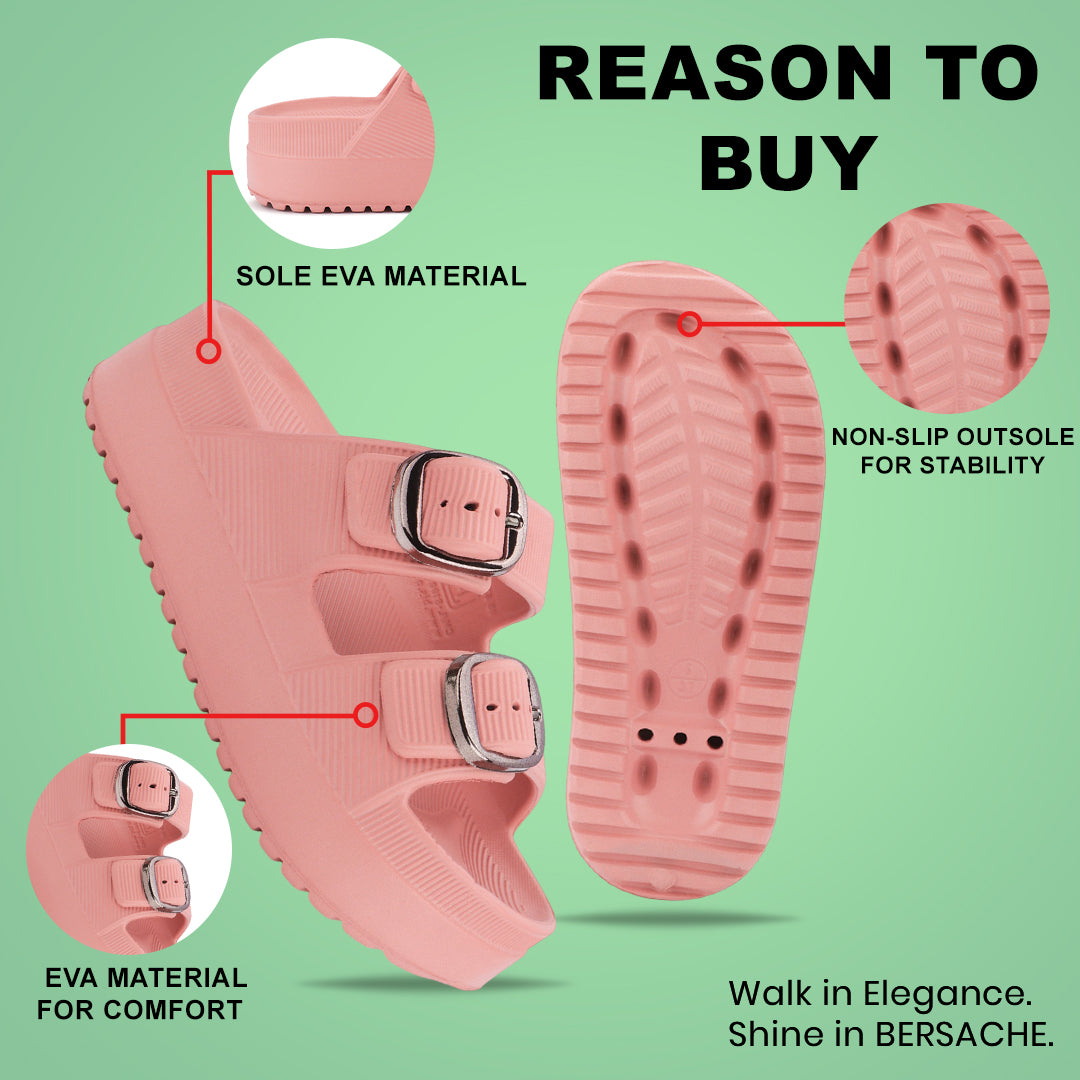 Bersache Extra Soft Classic Casual  with Regular wear with Ultra Soft & Flexibility Technology Sandals for Women's-(6295-Pink).