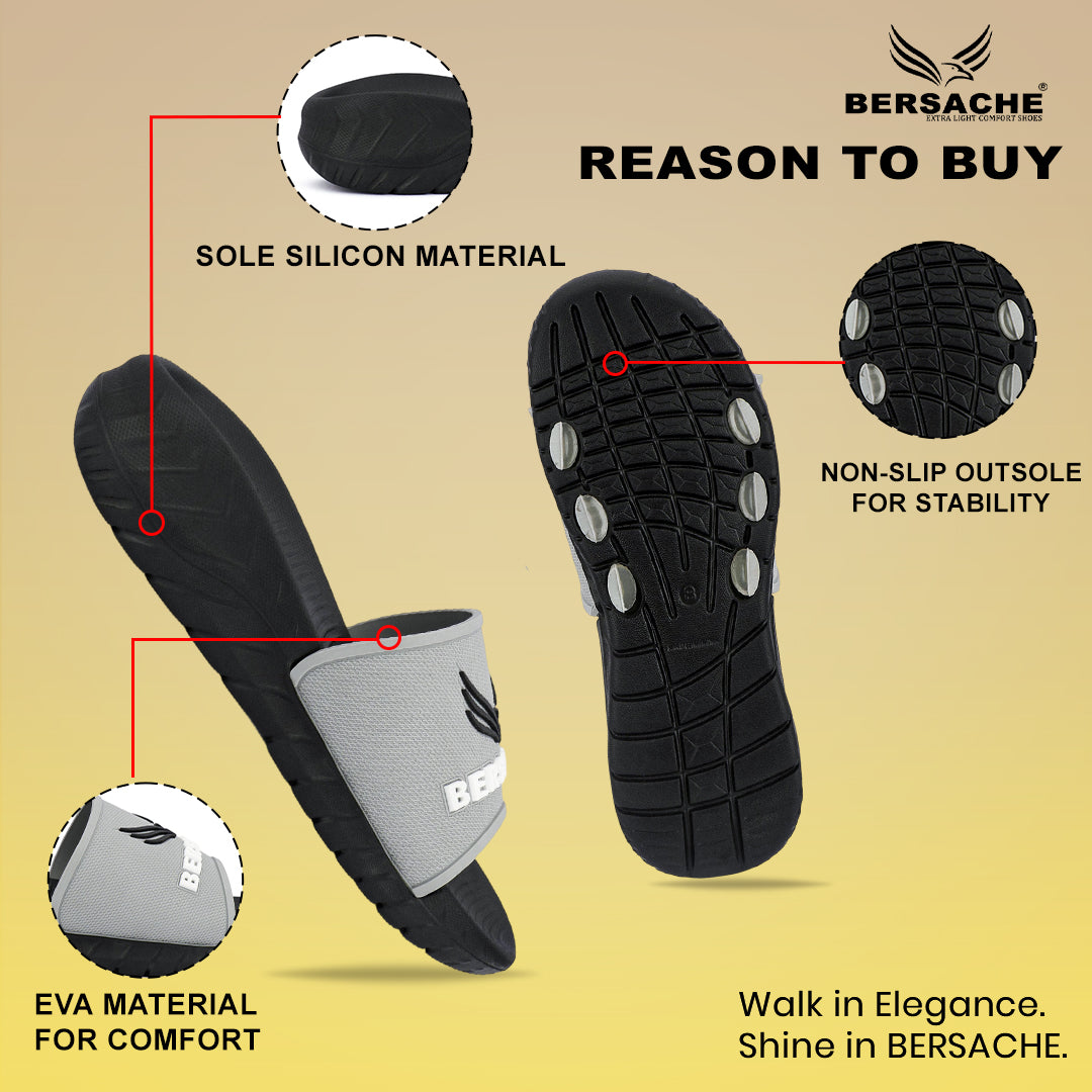 Bersache Extra Soft Classic Casual with  Regular wear with Ultra Soft & Flexibility Technology Flip Flop For Men's-(Black-6329).