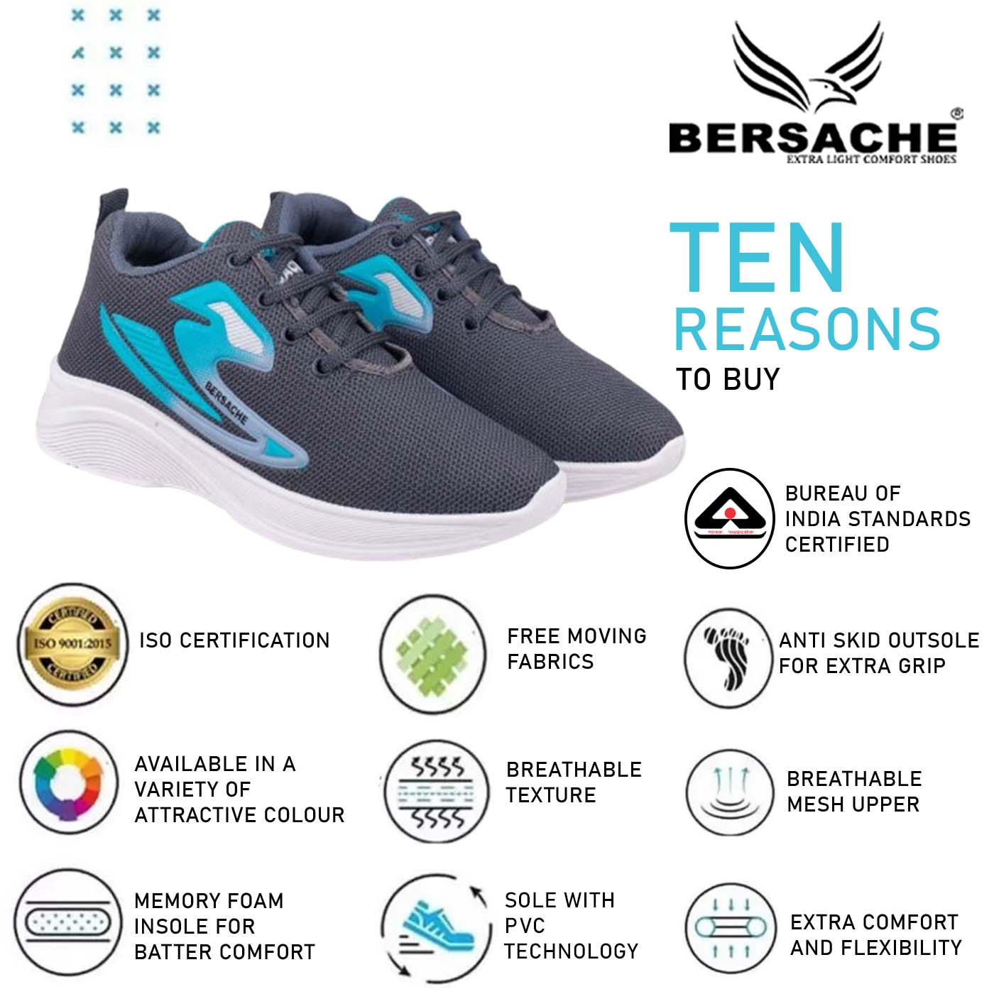Bersache Premium Sports,walking,Gym,cricket,Trending Running Shoes For Kid's - Gray -8045.