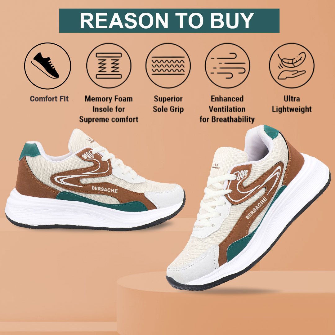 Bersache Premium Sports ,walking,Gym,cricket, Trending  Running Shoes For Men's (Brown-8137)