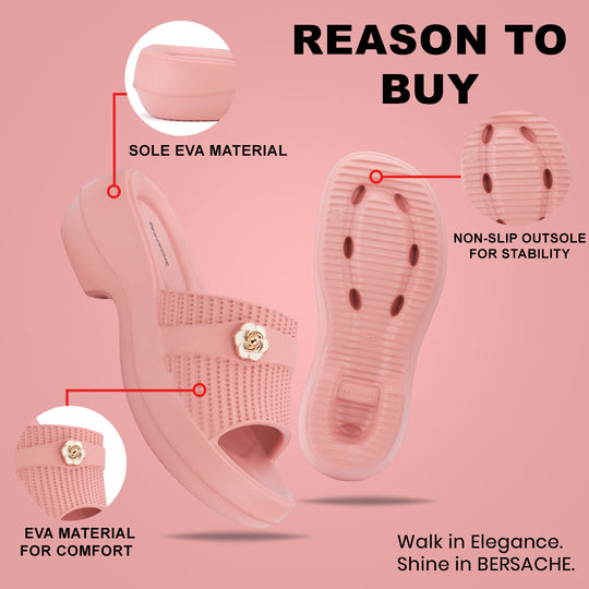 Bersache Extra Soft Classic Casual  with  Regular wear with Ultra Soft & Flexibility Technology Flip-Flop for Women's-(6292-Pink)